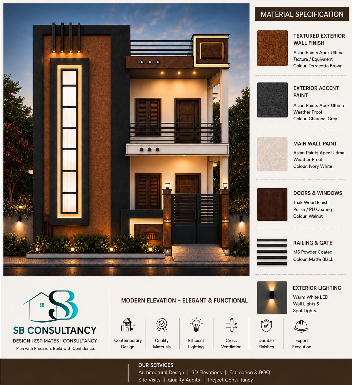 Elevation with material specifications