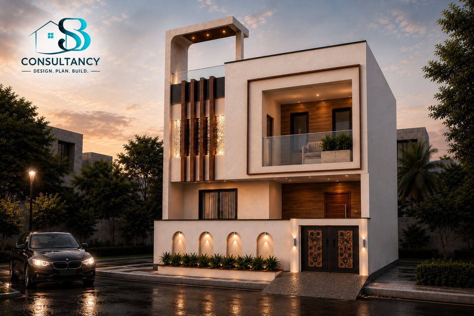 Modern residential elevation designed by SB Consultancy
